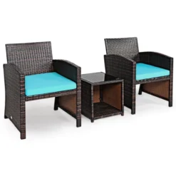 Tangkula 3 PCS Patio Rattan Furniture Set Conversation Chair Set With Soft Cushion & Coffee Table For Backyard Poolside Garden -Tangkula Shop GUEST cdbfc9c9 052d 4d84 a0b7 8d22302ab3f1