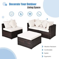 Tangkula 4PCS Rattan Patio Sofa Conversation Set Outdoor Furniture Set W/ Cushion 11 Tangkula 4PCS Rattan Patio Sofa Conversation Set Outdoor Furniture Set W/ Cushion -Tangkula Shop GUEST ce32c203 0bf3 4db4 9666 c210cea2d614
