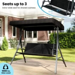 Tangkula 3-Person Outdoor Porch Swing with Stand and Adjustable Shade Canopy -Tangkula Shop GUEST ce3952df 68dd 4b14 8351 f04176b65baf