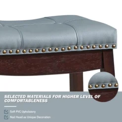 Tangkula Set Of 4 Saddle Bar Stools Backless Nailhead Counter Stool With Grey Cushions Coffee/White -Tangkula Shop GUEST ce6341a5 5e9c 40d5 bea8 96ca2030dc50