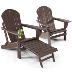 Tangkula 2PCS Adirondack Chair W/Ergonomic Design&Ottoman Outdoor Armchair HDPE Chair For Yard&Patio Black/Coffee/Grey/Turquoise/White -Tangkula Shop GUEST ce7b454e 795a 4c82 9ccf cc10c639cf74