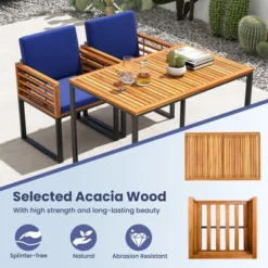 Tangkula 3 Piece Outdoor Dining Set 2 Acacia Wood Armchairs W/ 43.5 Inch Dining Table -Tangkula Shop GUEST ce7d8c5d 7bee 4cc0 b2cb b494821598d8