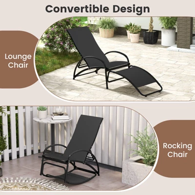 Tangkula Rocking Chair Outdoor 2-in-1 Convertible Lounge Chair With 4-Level Adjustable Backrest Heavy-Duty Aluminum Frame Patio Sun Lounger Rocker 4 Tangkula Rocking Chair Outdoor 2-in-1 Convertible Lounge Chair With 4-Level Adjustable Backrest Heavy-Duty Aluminum Frame Patio Sun Lounger Rocker - Image 4
