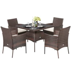 Tangkula 5-Piece Outdoor Rattan Dining Set - Patio Wicker Table & Cushioned Chairs 8 Tangkula 5-Piece Outdoor Rattan Dining Set - Patio Wicker Table & Cushioned Chairs -Tangkula Shop GUEST ced1b931 70da 4f47 b67c ddb41c768e47