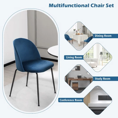 Tangkula Dining Chair Set Of 4 Upholstered Velvet Chair Set W/ Metal Base For Living Room 6 Tangkula Dining Chair Set Of 4 Upholstered Velvet Chair Set W/ Metal Base For Living Room - Image 6