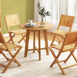 Tangkula 31.5" Round Teak Wood Patio Dining Table with Slatted Top 12 Tangkula 31.5" Round Teak Wood Patio Dining Table with Slatted Top -Tangkula Shop GUEST cf454802 a132 460f a06d 173560019f72