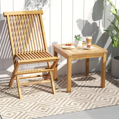 Tangkula 2-Piece Outdoor Teak Wood Side Tables for Patio and Garden 2 Tangkula 2-Piece Outdoor Teak Wood Side Tables for Patio and Garden - Image 2