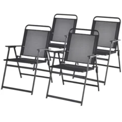 Tangkula Set of 4 Heavy-Duty Metal Folding Patio Chairs with Armrests -Tangkula Shop GUEST cf4b77a7 fb0b 4d0b ab6d 0be78e68b4a1