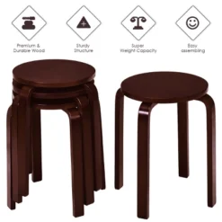 Tangkula Set Of 4 Stacking Bentwood Stool Round Dining Chair Backless Bar Stool -Tangkula Shop GUEST cf5062d6 3e9b 4929 a024 0ad197520c1f
