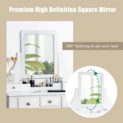 Tangkula Rotatable Mirror Vanity Set Makeup Dressing Table And Stool W/ 5 Drawers -Tangkula Shop GUEST cf5684dc 52b6 403f b856 c4fba609b909