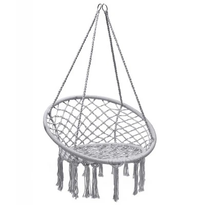 Tangkula Hammock Chair Hanging Cotton Rope Macrame Swing Chair Indoor Outdoor 4 Tangkula Hammock Chair Hanging Cotton Rope Macrame Swing Chair Indoor Outdoor - Image 4
