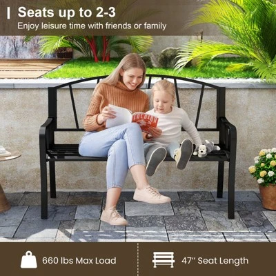 Tangkula 51" Metal Garden Bench - Heavy Duty Outdoor Patio Loveseat 6 Tangkula 51" Metal Garden Bench - Heavy Duty Outdoor Patio Loveseat - Image 6