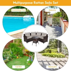 Tangkula 4PCS Outdoor Patio Conversation Set Wicker Rattan Sectional Sofa W/Cushions 15 Tangkula 4PCS Outdoor Patio Conversation Set Wicker Rattan Sectional Sofa W/Cushions -Tangkula Shop GUEST cfd493a9 d494 43f3 841f aa209d28b108