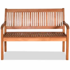 Tangkula Outdoor Eucalyptus Wood Park Bench Loveseat Chair With Armrest -Tangkula Shop GUEST d00b3945 c05f 4759 9773 06046cc7cee9