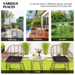 Tangkula 3PCS Patio Rattan Furniture Set With Round Tempered Glass Top Table & 2 Rattan Armchairs White/Turquoise/Red -Tangkula Shop GUEST d012a0d7 afe2 48c0 946b 31789ff7add0