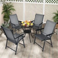 Tangkula 6-Piece Folding Outdoor Patio Chair Set with Armrests