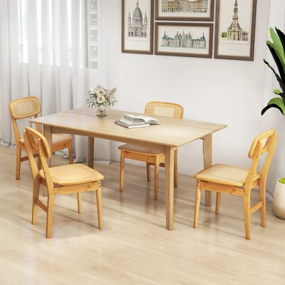 Tangkula Rattan Dining Chairs Set Of 4 Kitchen Dining Chairs W/ Simulated Rattan Backrest 3 Tangkula Rattan Dining Chairs Set Of 4 Kitchen Dining Chairs W/ Simulated Rattan Backrest - Image 3