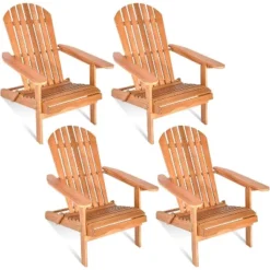 Tangkula 4PCS Folding Adirondack Chair Weather Resistant Outdoor Chair Eucalyptus Wood Adirondack Lounger Chair For Patio -Tangkula Shop GUEST d03d3c51 7f58 4cbf a98c 33af5153f41a