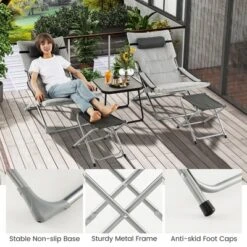Tangkula 5-Piece Patio Sling Chair Set Folding Lounge Chairs W/ Coffee Table Yard, Poolside 16 Tangkula 5-Piece Patio Sling Chair Set Folding Lounge Chairs W/ Coffee Table Yard, Poolside -Tangkula Shop GUEST d03d63fc cc91 4a83 bf52 6be1b369fc38