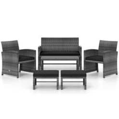 Tangkula 6-Piece Outdoor Patio Conversation Set with PE Rattan Sectional Sofa and Ottomans -Tangkula Shop GUEST d041ec76 c835 47df a3ed b9e1fc1b4b4b