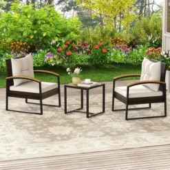 Tangkula 3-Piece Patio Furniture Set: PE Wicker Conversation Set with Acacia Wood Table 18 Tangkula 3-Piece Patio Furniture Set: PE Wicker Conversation Set with Acacia Wood Table -Tangkula Shop GUEST d0692b29 a6e8 4a8b 99d3 ed11087209f1