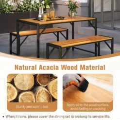 Tangkula 3 PCS Patio Dining Set For 6 People 53" Acacia Wood Picnic Table & 2 Benches 15 Tangkula 3 PCS Patio Dining Set For 6 People 53" Acacia Wood Picnic Table & 2 Benches -Tangkula Shop GUEST d06dfd0f 27c5 4762 bfd7 3695814f5e20