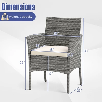 Tangkula Outdoor PE Wicker Chairs Set Of 4 Patio Dining Armchairs W/ Padded Cushions 8 Tangkula Outdoor PE Wicker Chairs Set Of 4 Patio Dining Armchairs W/ Padded Cushions - Image 8