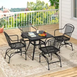 Tangkula 4-Piece Patio Rocking Chair Set with Breathable Metal Mesh