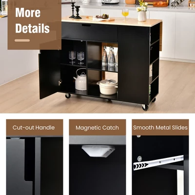 Tangkula Kitchen Island Cart Rolling Serving Trolley W/ Drop Leaf Spice Rack Shelves 9 Tangkula Kitchen Island Cart Rolling Serving Trolley W/ Drop Leaf Spice Rack Shelves - Image 9