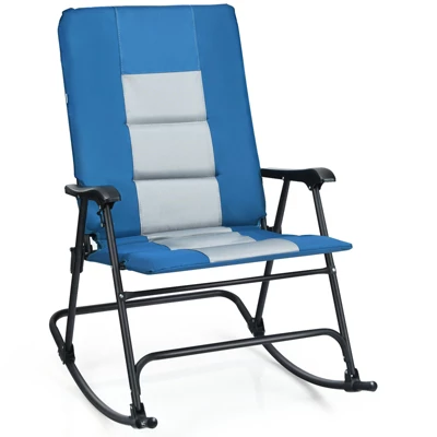 Tangkula Foldable Rocking Chair Enlarged Rocker Chair With Cotton Clip Blue/Red 3 Tangkula Foldable Rocking Chair Enlarged Rocker Chair With Cotton Clip Blue/Red - Image 3
