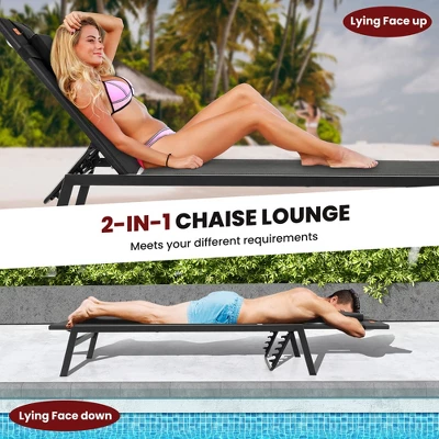 Tangkula 2 Pieces Patio Sunbathing Lounge Chair W/ Face Hole & Detachable Head Pillows Poolside 3 Tangkula 2 Pieces Patio Sunbathing Lounge Chair W/ Face Hole & Detachable Head Pillows Poolside - Image 3