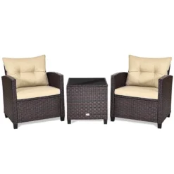 Tangkula 3-Piece Outdoor Wicker Conversation Set with Plush Cushions -Tangkula Shop GUEST d154cf69 ecdc 43ab a806 680272fcea0c