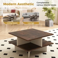 Tangkula 2-Tier Square Coffee Table 24" Living Room Center Table With 4 Storage Compartments 11 Tangkula 2-Tier Square Coffee Table 24" Living Room Center Table With 4 Storage Compartments -Tangkula Shop GUEST d1b3b212 504b 42c4 a571 d7423cb4cca9