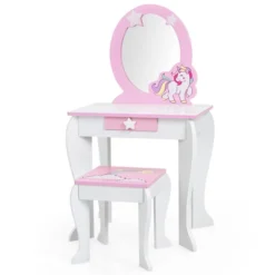 Tangkula 2-in-1 Kids Vanity Set Makeup Table & Chair Set For Toddlers W/Detachable Mirror Pink/White -Tangkula Shop GUEST d1bb30fd 86bd 4cb6 9dfd f8964e8e7311