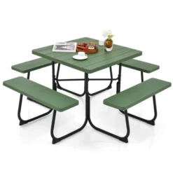 Tangkula 8-Person Square Outdoor Picnic Table Set with 4 Integrated Benches -Tangkula Shop GUEST d1d4fe49 adc5 428c 8a85 b89c0486df3b