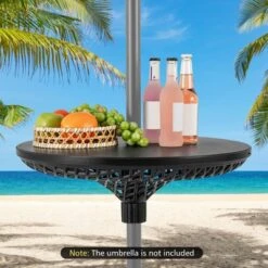 Tangkula Outdoor Umbrella Table Tray Fit 1.5"/1.34"/1.26" Umbrella Poles For Backyard