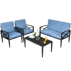 Tangkula 4-Piece Outdoor Aluminum Patio Conversation Set Cushioned Sofa Chair With Coffee Table -Tangkula Shop GUEST d24faba9 aecc 4244 a876 91291b451fc3