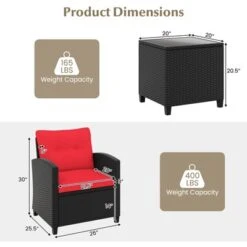 Tangkula 3 PCS Patio Furniture Set W/Tempered Glass Coffee Table Washable Cushions -Tangkula Shop GUEST d260819d bf84 48f3 867c 7365926e5a46