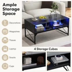 Tangkula High-gloss LED Coffee Table W/ Faux Marble & Tempered Glass Top 4 Storage Cubes 16 Tangkula High-gloss LED Coffee Table W/ Faux Marble & Tempered Glass Top 4 Storage Cubes -Tangkula Shop GUEST d264a97e 3454 4619 aba5 8bf416d4724b