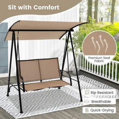 Tangkula 2-Person Patio Swing Seat Swing Bench Canopy Swing Loveseat Outdoor 5 Tangkula 2-Person Patio Swing Seat Swing Bench Canopy Swing Loveseat Outdoor - Image 5