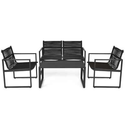 Tangkula 4 PCS Patio Furniture Sofa Set Loveseat Coffee Table For Backyard Balcony & Poolside 2 Tangkula 4 PCS Patio Furniture Sofa Set Loveseat Coffee Table For Backyard Balcony & Poolside - Image 2