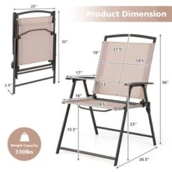 Tangkula 2/4 Piece Patio Folding Chairs Outdoor Dining Chairs W/ Breathable Fabric Heavy Duty Steel & Rustproof Steel Frame -Tangkula Shop GUEST d31cae10 ee3e 43e9 afb3 7e7acf5a966b
