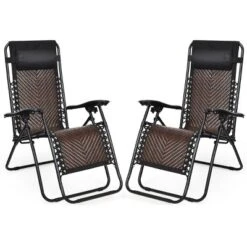 Tangkula Folding Recliner Patio Rattan Zero Gravity Lounge Chair with Headrest -Tangkula Shop GUEST d320db05 1507 4be7 96fc affe8b332955