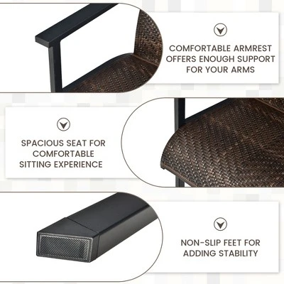 Tangkula 3PCS Rattan Bistro Chair Set Patio Furniture Set W/Table 4 Tangkula 3PCS Rattan Bistro Chair Set Patio Furniture Set W/Table - Image 4