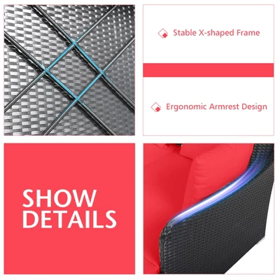 Tangkula Patio Rattan Daybed - Outdoor Cushioned Sofa with 4 Pillows 8 Tangkula Patio Rattan Daybed - Outdoor Cushioned Sofa with 4 Pillows - Image 8