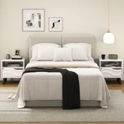 Tangkula Nightstand W/ Drawer 3D Wavy Pattern & Open Shelf Small Sofa Couch Side Table -Tangkula Shop GUEST d377b20e 54f8 4959 ba6b ac43f1f51240