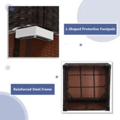 Tangkula 4PCS Rattan Patio Conversation Furniture Set Yard Outdoor W/ Navy Cushion -Tangkula Shop GUEST d37d420f b8f5 49da 81f4 4b7ca43963be