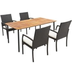 Tangkula 5-Piece Outdoor Wicker Dining Set with Acacia Wood Table and Cushioned Armchairs 11 Tangkula 5-Piece Outdoor Wicker Dining Set with Acacia Wood Table and Cushioned Armchairs -Tangkula Shop GUEST d3911d28 0673 4831 b38f 69d8e46d44a5