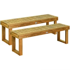 Tangkula Set Of 2 Patio Garden Dining Bench Acacia Wood Bench -Tangkula Shop GUEST d4cffa48 9d0c 443a 87c0 992d032c759f
