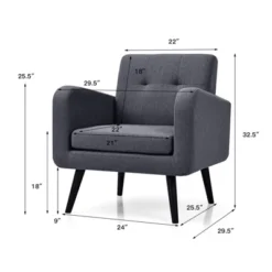 Tangkula Modern Upholstered Accent Chair Linen Fabric Single Sofa With Rubber Wood Leg Grey/ Blue 8 Tangkula Modern Upholstered Accent Chair Linen Fabric Single Sofa With Rubber Wood Leg Grey/ Blue -Tangkula Shop GUEST d5394e6b 3915 486a aa3c 445a52e31aa1